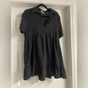 Entro Black checkered fabric short sleeve mini dress